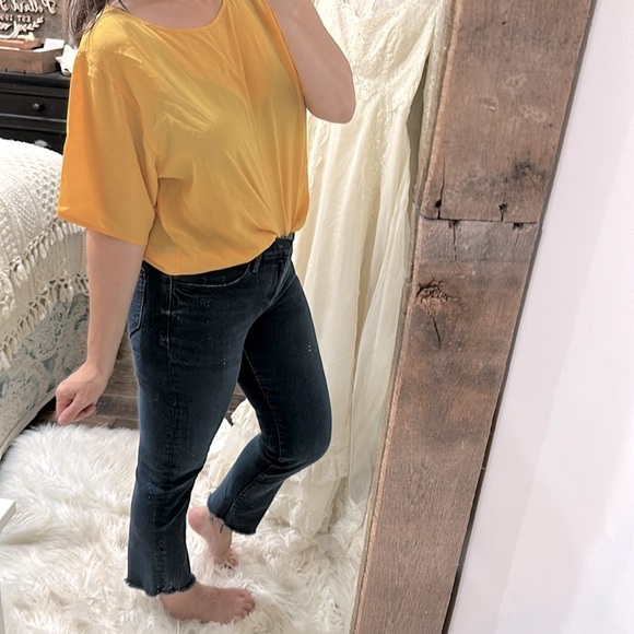 Vintage Balenciaga mustard color Women's top size large silk fabric - Picture 2 of 5